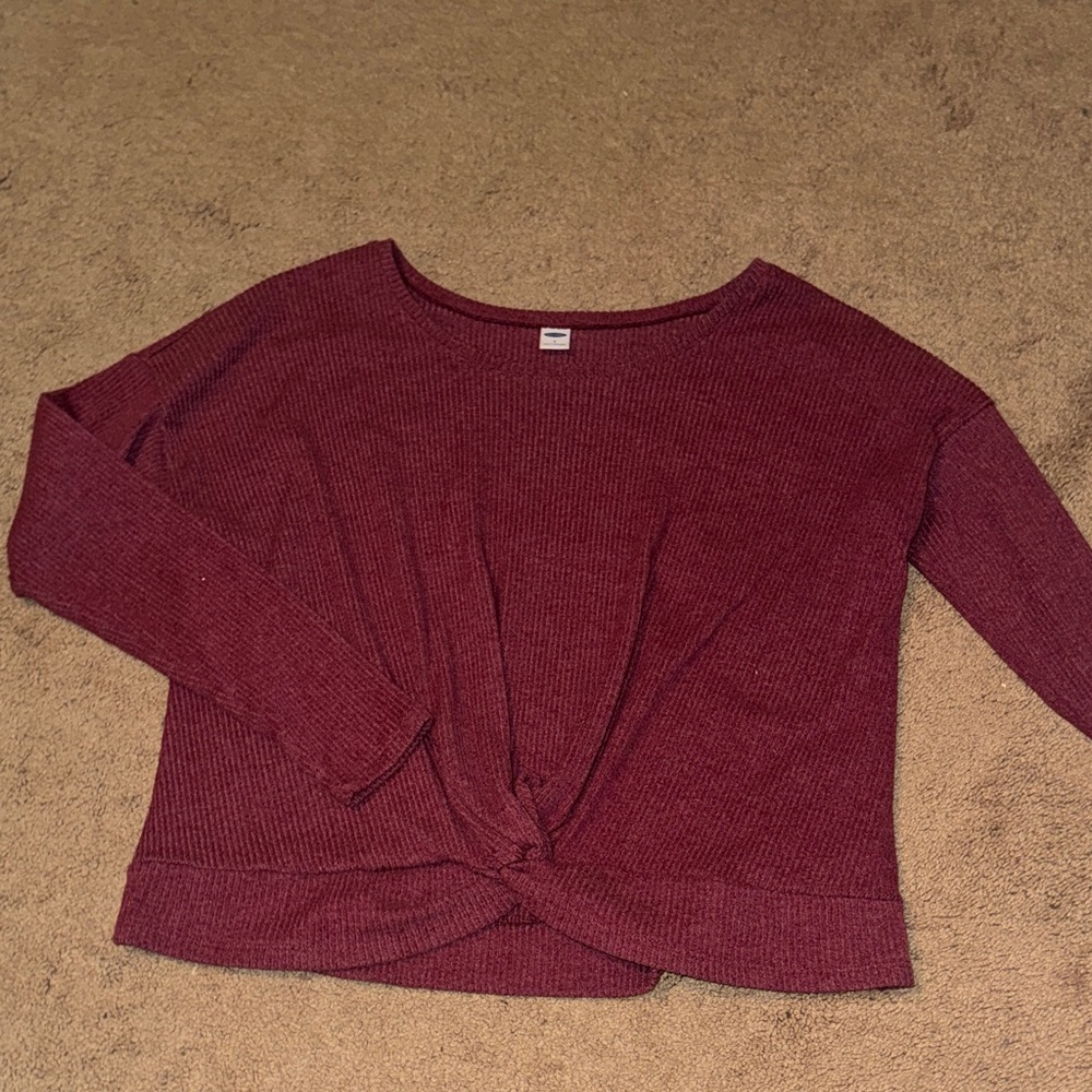 Old Navy Women's Twist-Front Long Sleeve Top - Burgundy